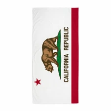 California Flag 100% Cotton Beach Towel 30 x 60 inch - White California Beach