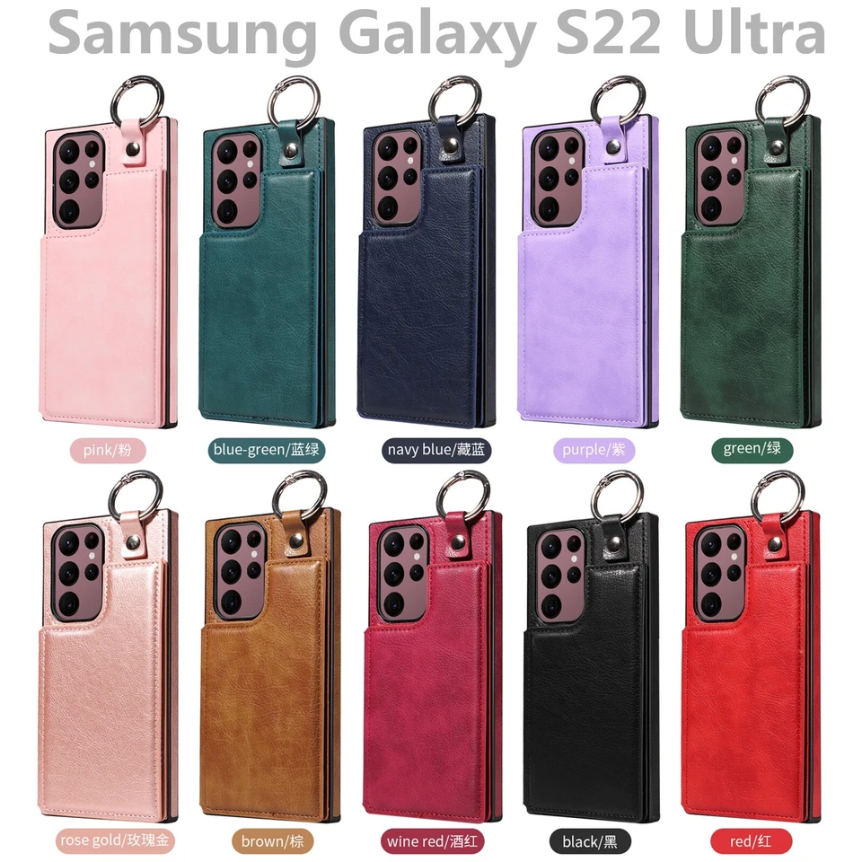 Funda con soporte para anillo de dedo para Samsung Galaxy S21 S22 S23 S24 Ultra cubierta con ranura para tarjeta Foto 3 de 4