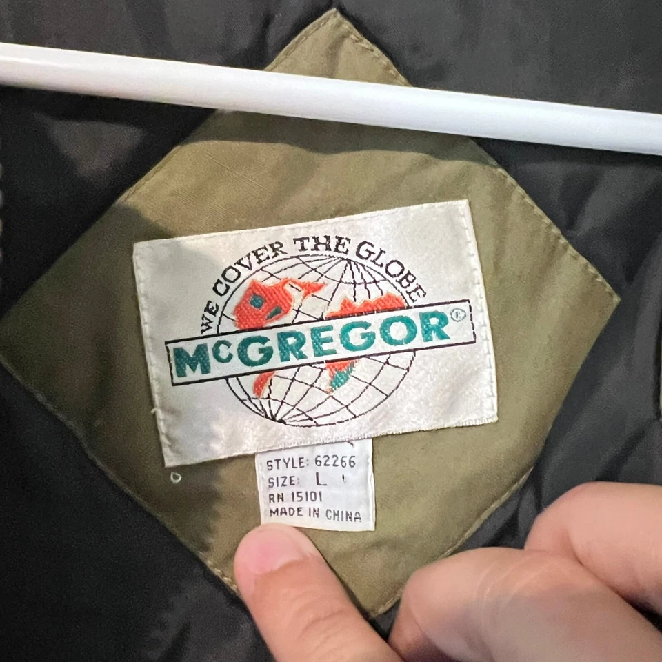 Vintage 70S 80s Mcgregor Mens Bomber Jacket Size M Olive Nylon Puff Zip Snap - Image 4 of 4