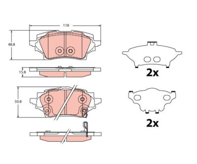 Brake Pad Set, Disc Brake TRW GDB2344 for Toyota