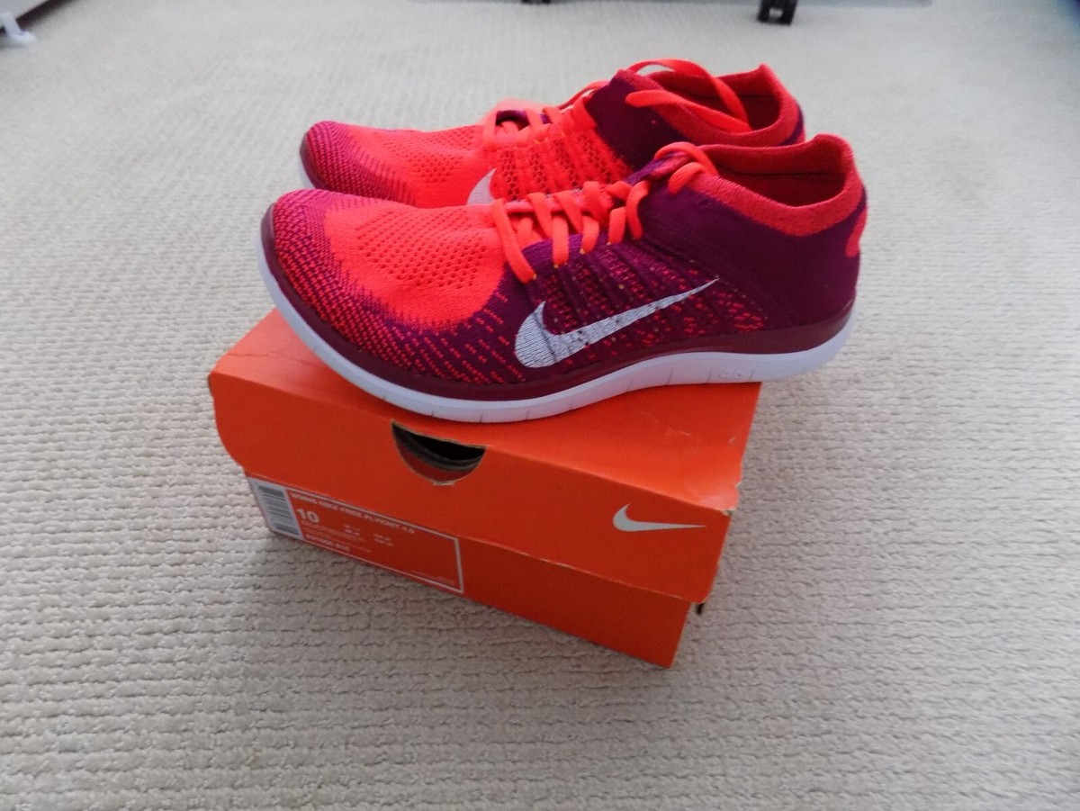 Size 10 Nike Free Flyknit Bright Crimson Raspberry Red W for