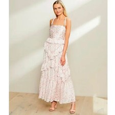 NEW Antonio Melani Sz 10  Pink White Catalina Chiffon Sleeveless Maxi Dress B39