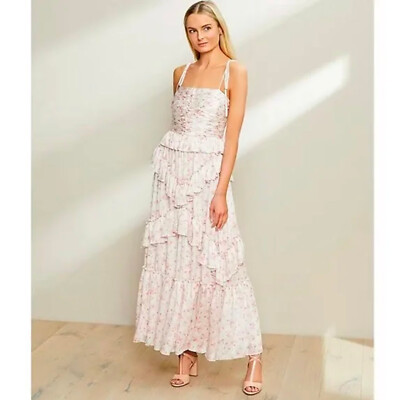 NEW Antonio Melani Sz 10  Pink White Catalina Chiffon Sleeveless Maxi Dress B39