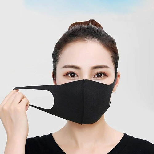 REUSABLE WASHABLE MASKS UK HIGH RESILIENCENOSE BREATHABLE PROTECTION COVER BLACK - Picture 4 of 13
