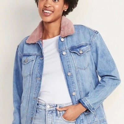 denim jacket with pink fur Big sale 