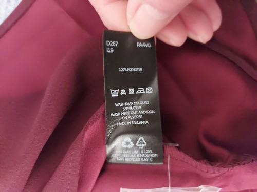 V By Very Twist Front Satin Back Dipped Hem Blouse Wine Maroon Size Uk 16 - Picture 11 of 13