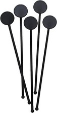 50 x BLACK PLASTIC DISC TWIZZLERS STIRRER STICKS 180mm Cocktail Mixer Drinks