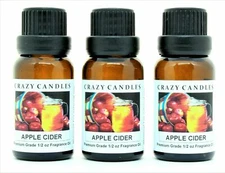 3 Apple Cider 1/2oz Premium Grade Scented Fragrance Oil Crazy Candles