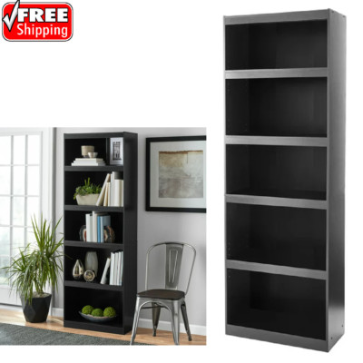 71'' Tall Functional Framed 5-Shelf Bookcase Stylish Wide Storage Bookshelf