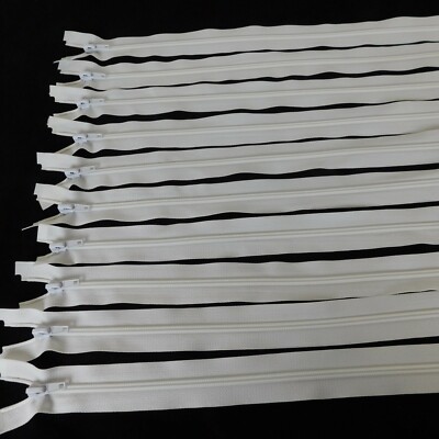 10 White Nylon Coil 31'' Lg Gauge 5 Bottom Separating One Way Zipper 1.1875'' Wide