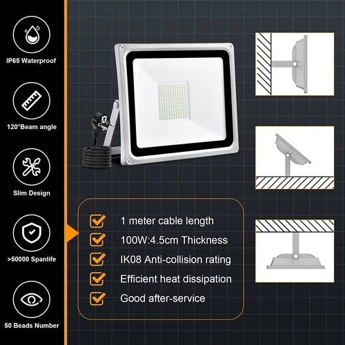 LED Fluter Stecker Außen Strahler Arbeitsleuchte Baustrahler Scheinwerfer Garten - Bild 30 von 251