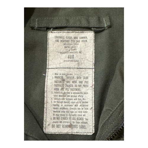 US Military Coveralls Flyers Men’s 40R Sage Green Pilot Summer Flight CWU-27P - Imagen 9 de 9
