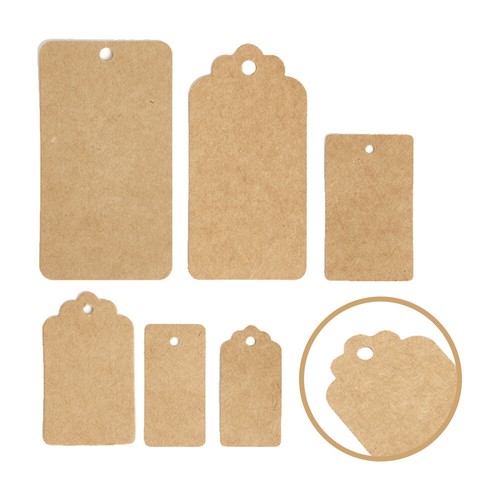 ECO KRAFT Paper Gift TAGS Card Label | 200 Mixed Pack | Free String | UK Seller - Picture 11 of 24