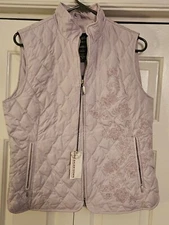 Eddie Bouer Quilted Embrodered Down Vest Size Medium