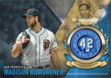 Madison Bumgarner baseball card 2017 Topps 70th Anniversary Patch #JRPCMBU