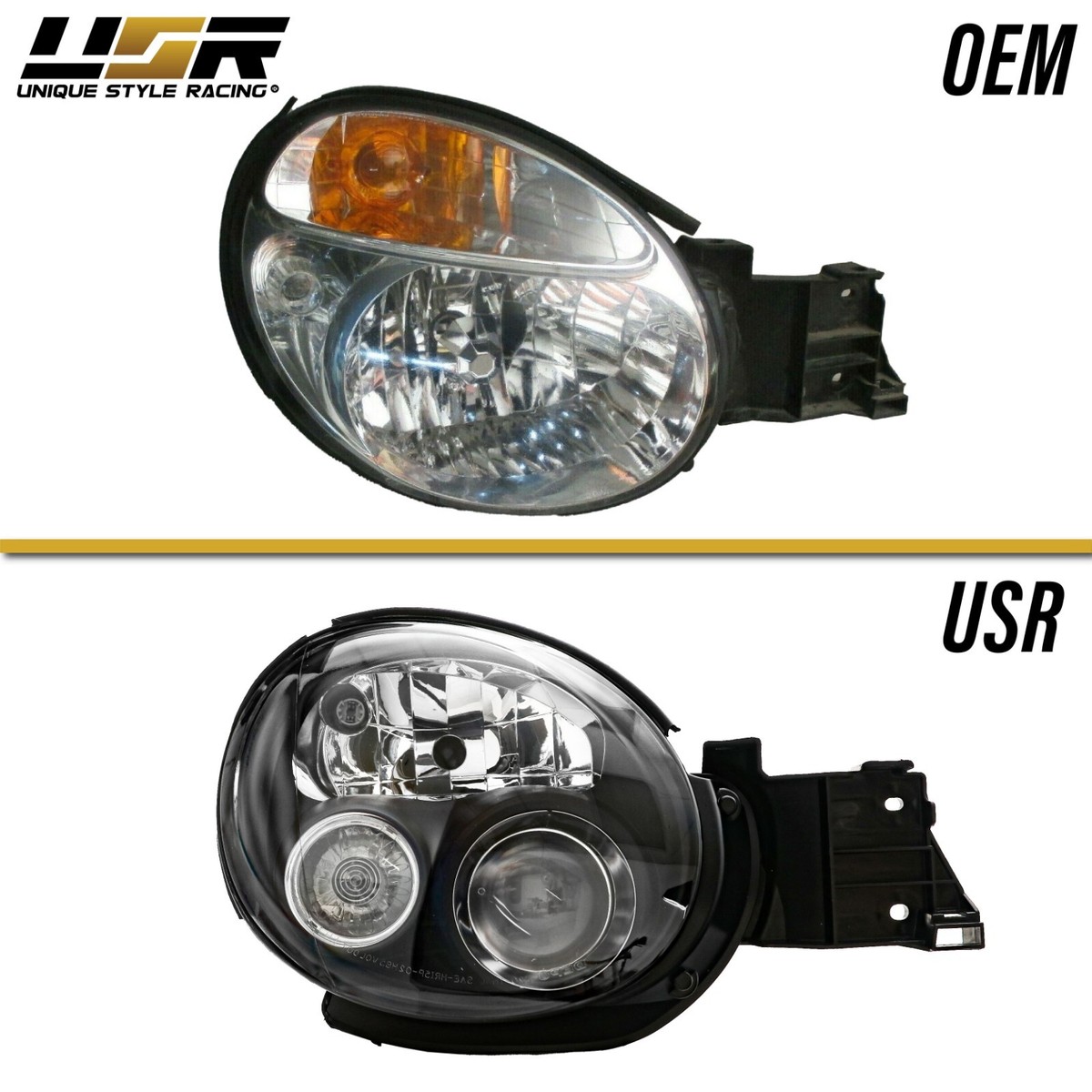DEPO JDM Bugeye Black Projector Headlight Pair For 2002-2003