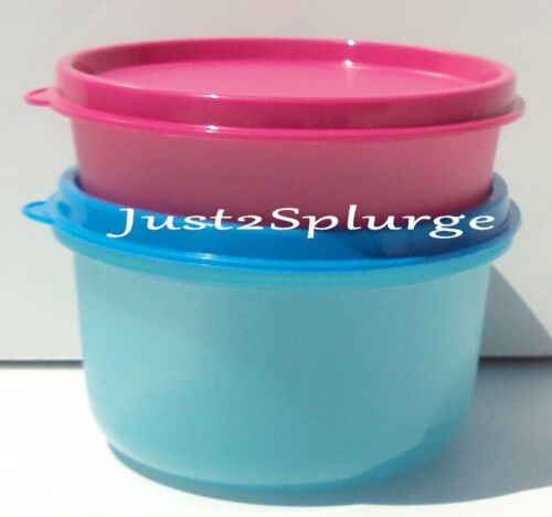 Juego de tazones para servir Tupperware Little Wonder 6 + 14 oz azul y rosa nuevo - Imagen 2 de 3