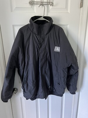 VINTAGE Helly Hansen Jacket Mens 2XL Fleece Lined Coat Full Zip Black W/ Logo