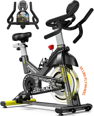 Indoor Stationary Exercise Bike with LCD Monitor, 330 Lbs Weight Capacity