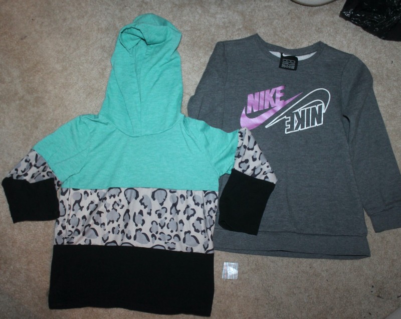 LOT OF 2 * Girls' Size 6 TOPS (NIKE Sweatshirt & Hooded Knit Top) EUC