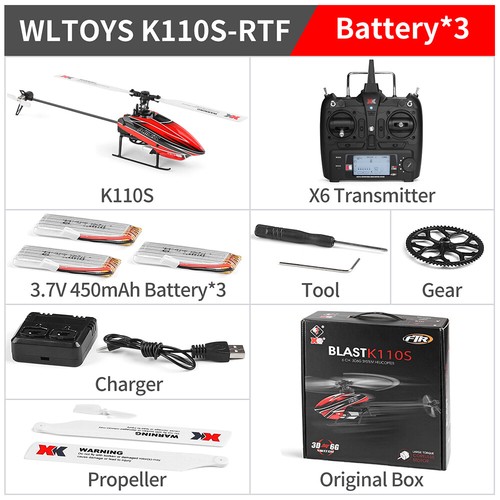 Wltoys XK K110S 6CH 3D 6G System Single Paddle Brushless RC Helicopter Aircraft - Picture 18 of 18