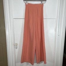 House Of CB Calle Trousers Peach Wide Leg Work Office Casual Size XS Women's