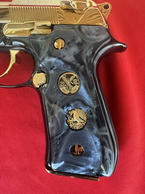 Beretta Custom Black engraved Centenario Aguila 14k Gold Fill 92 Fs 96 Fs M9