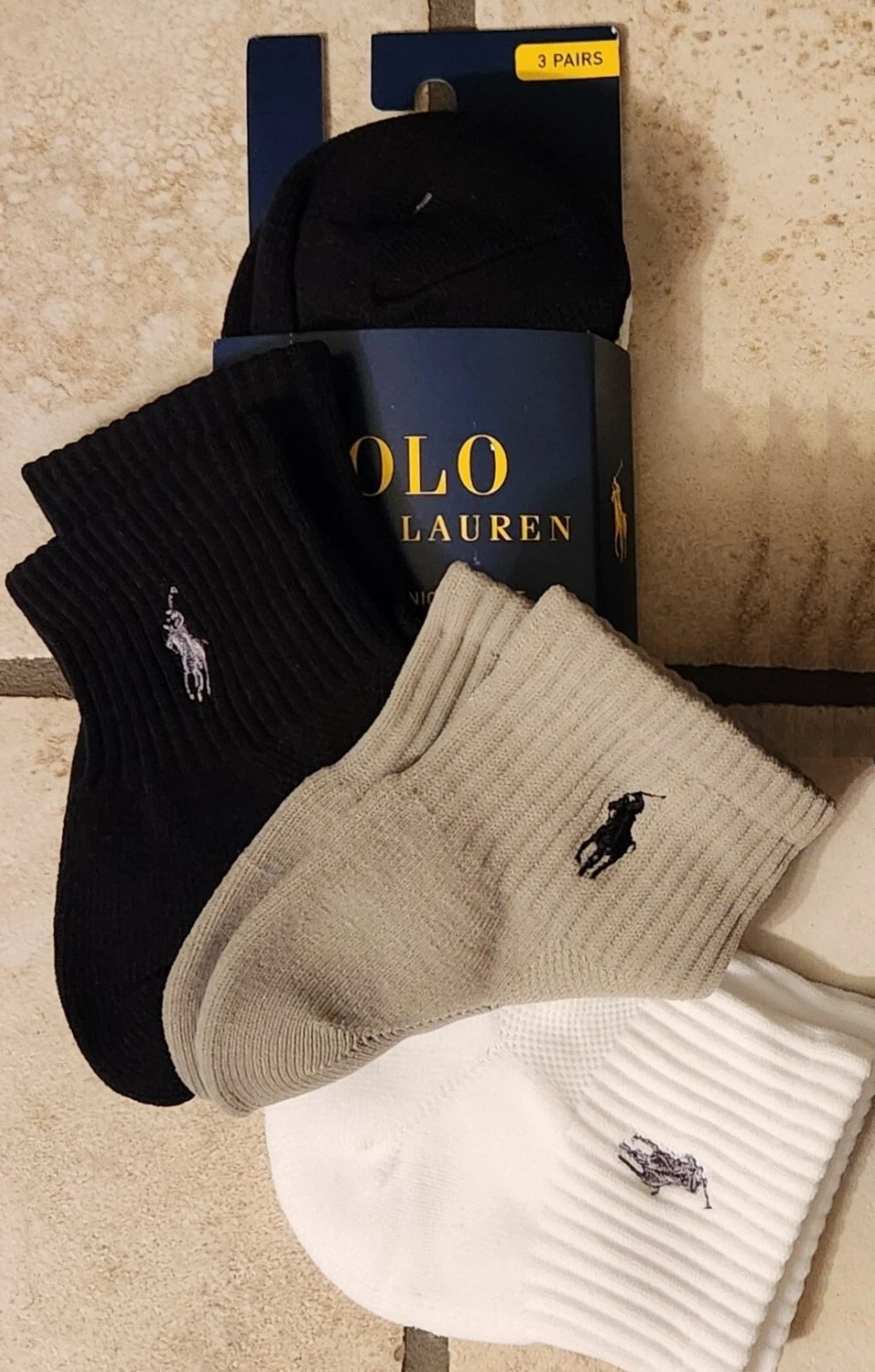 Polo Ralph Lauren TECH Sport Arch Support Breathable Quarter Socks Mens 3 Pairs