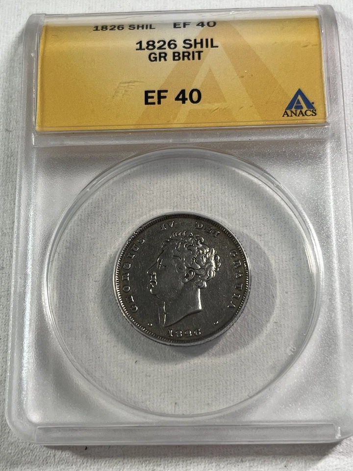 1826 Great Britain 1 Shilling Silver Coin Graded XF 40 by ANACS - Image 2 of 4