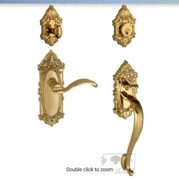 Juego de entrada Grande Victorian Plate S Grip Bellagio perilla de palanca de latón de por vida Foto 2 de 4