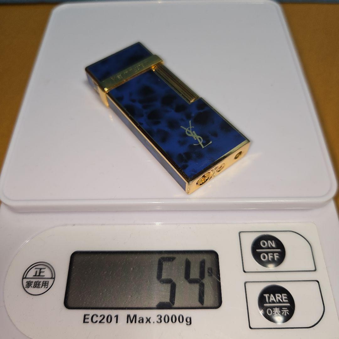 YSL Yves Saint Laurent Antique Blue Pattern Lighter Used 1990s Collectible thumbnail 16