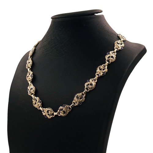 Biedermeier Collier 585 Gold 14 Kt Gelbgold Antik Emaille Damen 39,5 cm - Bild 2 von 6