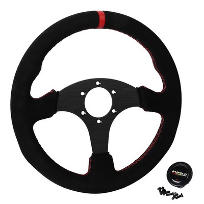 330mm Flat Steering Wheel Suede Aluminum Frame 13 Inch Drift Racing Pc Game Stee