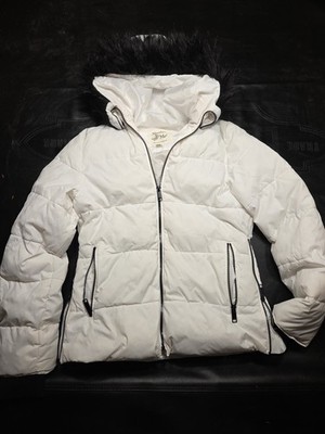 Marilyn & Me Hooded Parka. Kids Size 6. White Wit Black Trim.