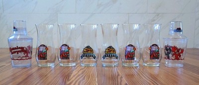 Vintage Red Lobster Hurricane Glasses and Margarita Drink Shaker Shot Glass