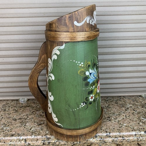 ANTIQUE WOODEN HAND PAINTED UMBRELLA STAND GERMAN COUNTRY STYLE FIGURE SCULPTURE - Picture 5 of 22