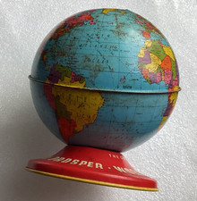 Vintage The Ohio Art Co. Globe Bank-World Bank As You Save-So You Prosper Metal