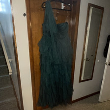 Fashion Nova Women's Green Tulle Layered Ruffle Sweetheart Gown 4XL