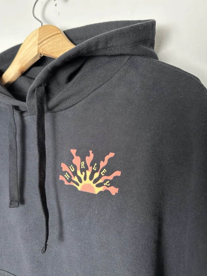 Moletom com capuz Hurley Surf Co feminino cropped preto tamanho pequeno NOVO Waves Sun - Imagem 3 de 4