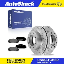 Front Drilled Slotted Brake Rotors Ceramic Pads for Ford F-350 Super Duty