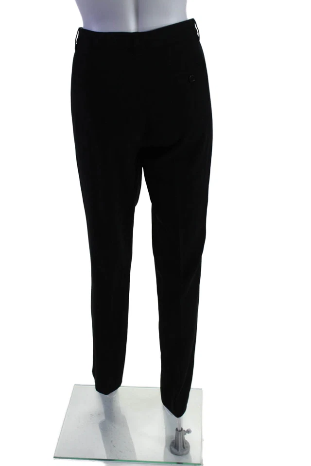 Pantalones de vestir Moschino para mujer tiro alto cremallera pierna ajustada arrugada negros talla 10 Foto 3 de 4