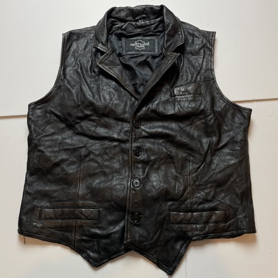 Smart Range Vintage dunkelbraune schwarze ärmellose Herrenjacke mit Knöpfen Größe Medium