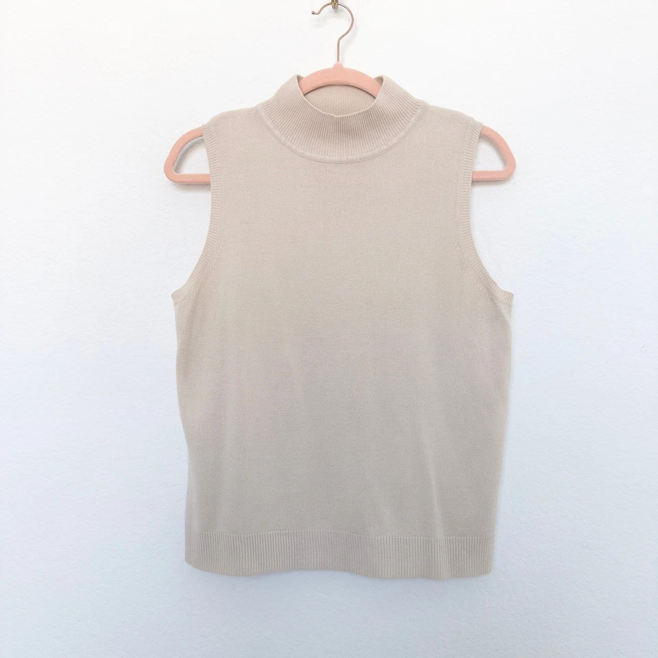 Chaleco Suéter De Colección Paul Harris Diseño Mujer Talla L Beige Cuello Simulado Minimalista Foto 2 de 4