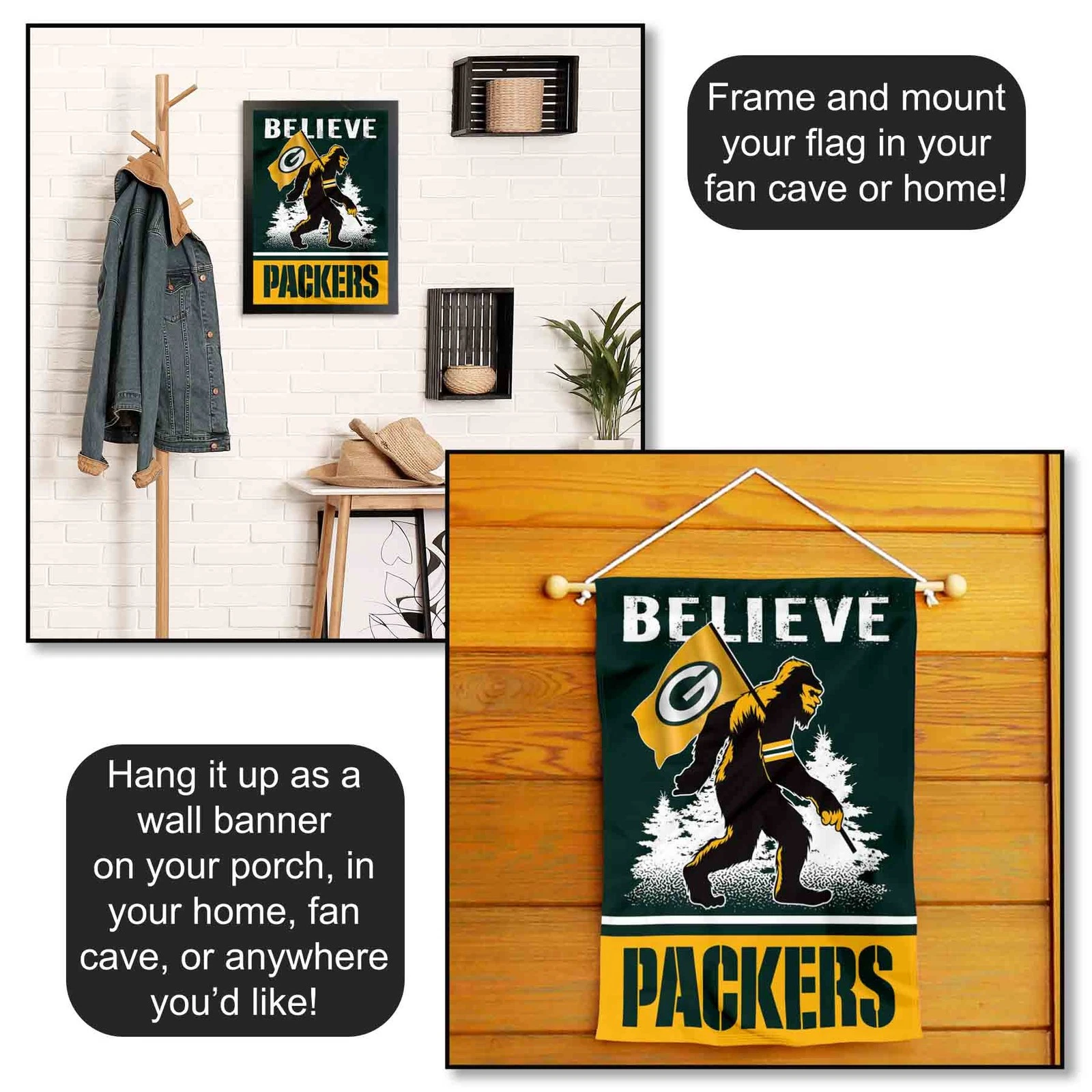 Green Bay Packers Bigfoot Sasquatch Garden Flag