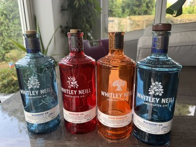 Whitley Neill 4 x Gin Bottles Blood Orange, Raspberry, Blackberry x 2