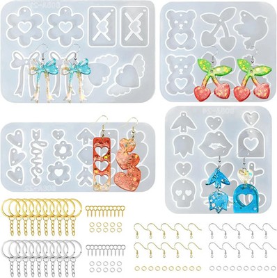 104Pcs Resin Molds Set for Women, Cute Designs with Accessories, Silicone Jew...