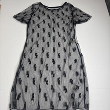 Mesh micro mini butterfly Lingerie Dress Black Womens M Ethereal Fairycore