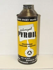 VINTAGE YELLOW PYROIL POLORIZED GASOLINE TREATMENT ONE U.S. PINT METAL CAN EMPTY