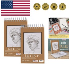 5.5"x8.5" Top Spiral Bound Sketch Book, 2 Pack, 100 Sheets Each, 60lb 100gsm,...
