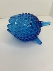 Vintage Fenton Art Glass Hobnail Colonial Blue Three Footed Egg Shape bud vase — photo 4